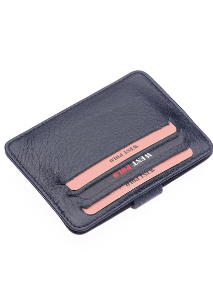 Hakiki Deri Bol Kart Bölmeli Patlı Unisex Kartlık - Lacivert fırsatları