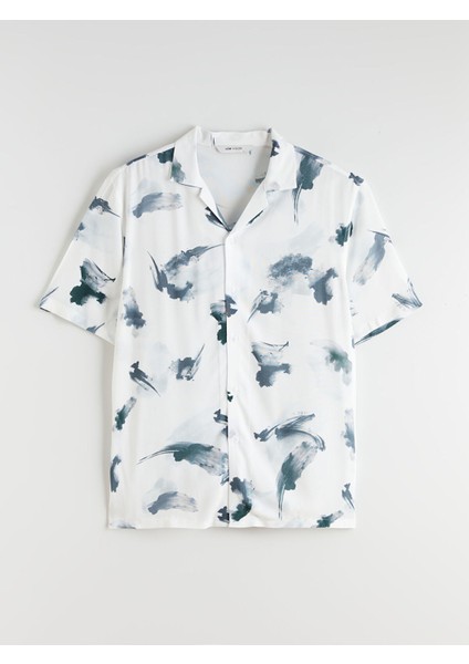 Yeni Sezon Regular Fit Resort Yaka Kısa Kollu Desenli Viskon Erkek Gömlek indirimleri