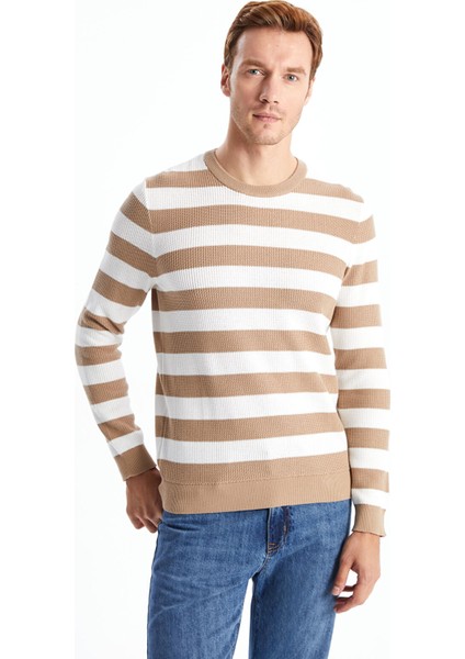 Yeni Sezon Bisiklet Yaka Uzun Kollu Çizgili Erkek Triko Kazak