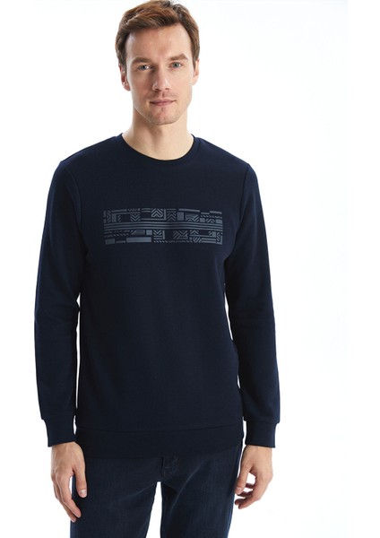 Yeni Sezon Bisiklet Yaka Uzun Kollu Baskılı Erkek Sweatshirt