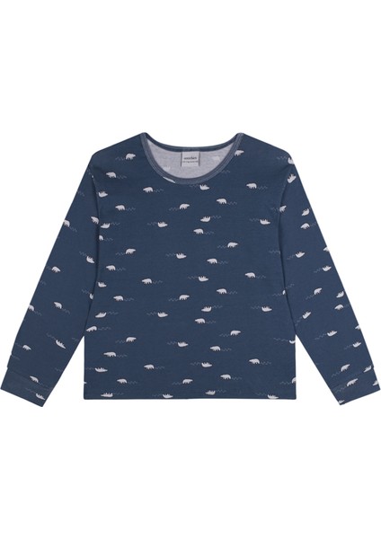 Lacivert Kutup Ayısı Desenli Uzun Kollu Unisex Çocuk Pijama Takımı fiyatları