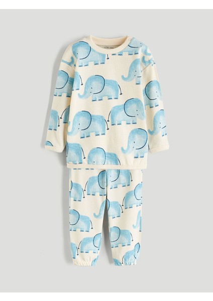 Yeni Sezon Baskılı Erkek Bebek Sweatshirt ve Eşofman Alt 2'li