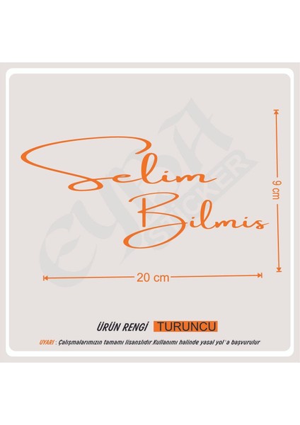 Size Özel Isim Imzası 1 Adet 20X9 cm Ön Cam Yazı Ad Soyad Imza Etiket- Oto Sticker -Mesaj Atıınız-