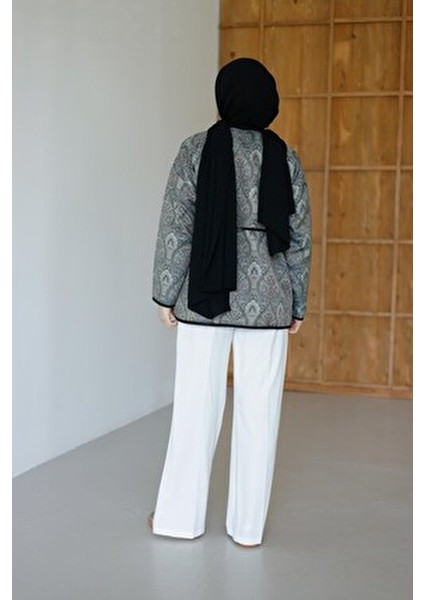 Etnik Desenli Ceket Laci-Gri fırsatları