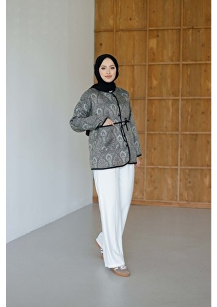 Etnik Desenli Ceket Laci-Gri indirimleri