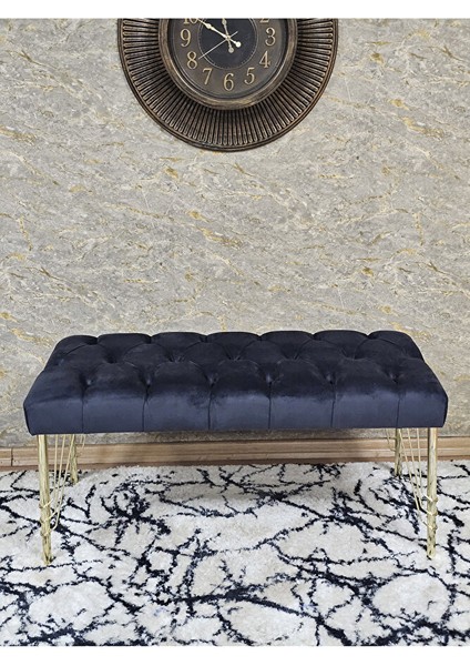 Gold Tel Ayaklı 90 cm Puf Bench - Puf - Bench - Kasalı Oturak - Oturak - Yatak Ucu Puf Füme Renk 90 x 40 Boyut/ebat fiyatları
