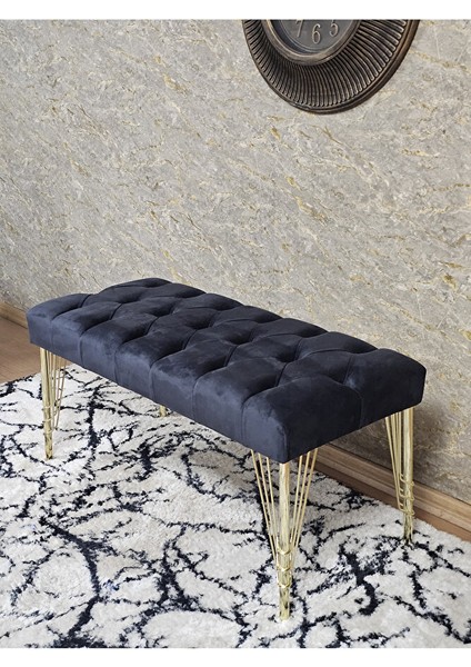 Gold Tel Ayaklı 90 cm Puf Bench - Puf - Bench - Kasalı Oturak - Oturak - Yatak Ucu Puf Füme Renk 90 x 40 Boyut/ebat fırsatları