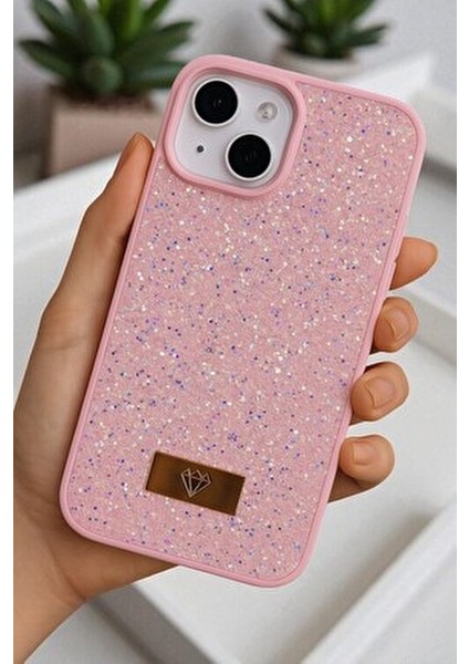 iPhone 13 / 14 / 15 Uyumlu – Elmas Tasarımlı, Pembe Taşlı, Işıltılı Pırlanta Silikon Kılıf modelleri
