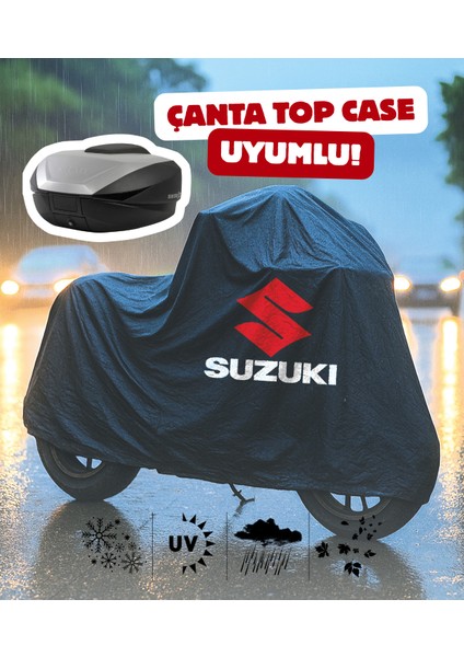 Suzukı GW250 Inazuma Motor Branda Siyah Su Geçirmez Topcase Çanta Uyumlu Logolu Motosiklet Brandası