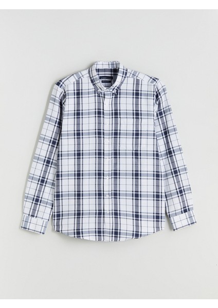 Yeni Sezon Regular Fit Uzun Kollu Ekose Armürlü Erkek Gömlek indirimleri