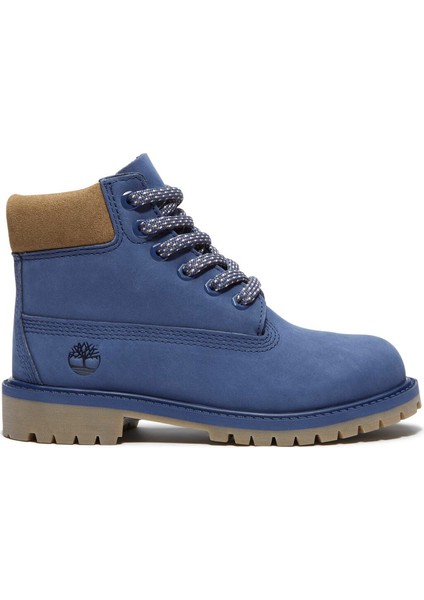 Premium 6 Inch Mavi Çocuk Deri Bot