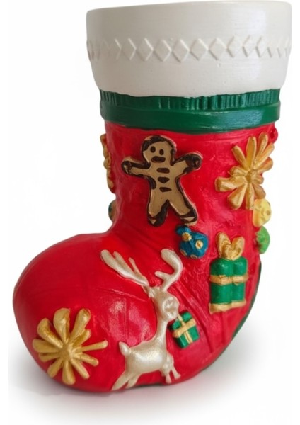 Yılbaşı Hediye Çorabı Formlu Dekoratif Obje-Vazo 11 cm x 9 cm modelleri