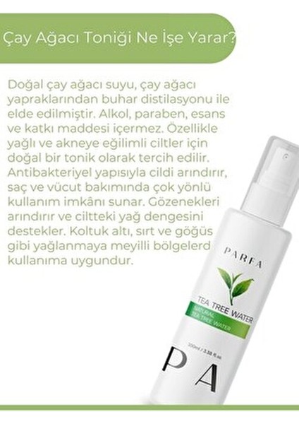 Saf Çay Ağacı Suyu Akne Karşıtı ve Gözenek Sıkılaştırıcı Arındırıcı Tonik %100 Doğal, 100 ml modelleri
