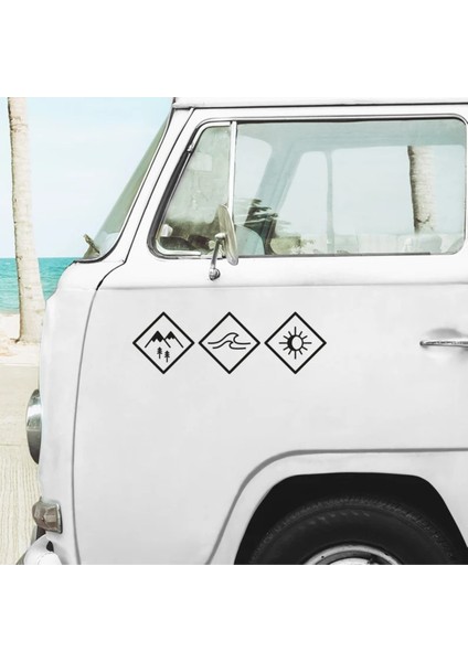 Karavan Kum Deniz Güneş Sticker