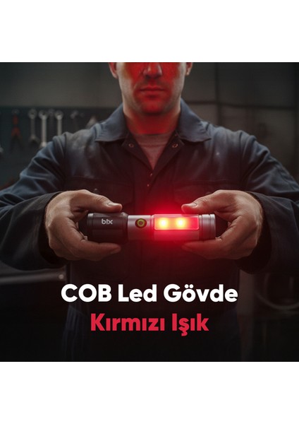 Flashlight BX2153FL 7W Led, Max. 330 Lümen Parlaklık ve 325 Metreye Kadar Menzilli 2000MAH Şarj Edilebilir Manyetik Cob LED Gövdeli Kompakt El Feneri fırsatları