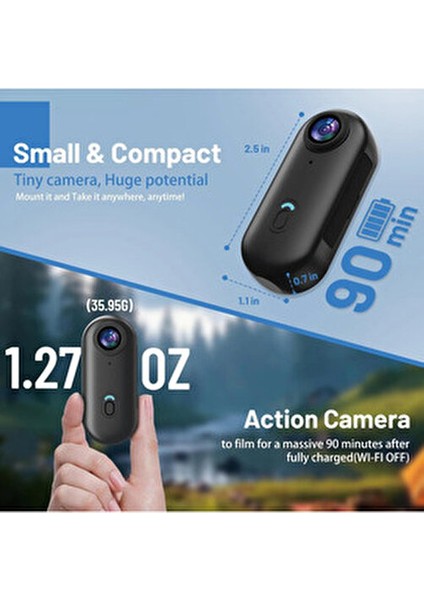 H.264 Full Hd 1080P Mini Aksiyon Kamerası 128GB + Full Aksesuar Seti | Ipx7 Su Geçirmez, Wi-Fi fiyatları