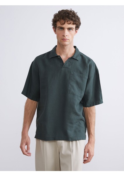 Yeni Sezon Regular Fit Kısa Kollu %100 Keten Erkek Gömlek