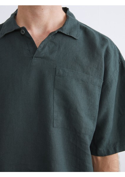 Yeni Sezon Regular Fit Kısa Kollu %100 Keten Erkek Gömlek modelleri