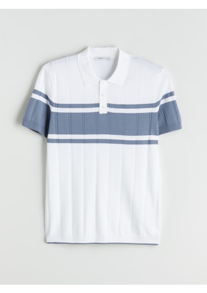 Yeni Sezon Polo Yaka Kısa Kollu Çizgili Erkek Triko Kazak indirimleri