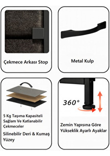 8 Çekmeceli Şifonyer Yatak Odası Organizer Deri Çekmeceli Çocuk Odası Düzenleyici