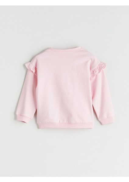 Yeni Sezon Bisiklet Yaka Barbie Baskılı Kız Bebek Sweatshirt ve Tayt 2'li Takım fırsatları