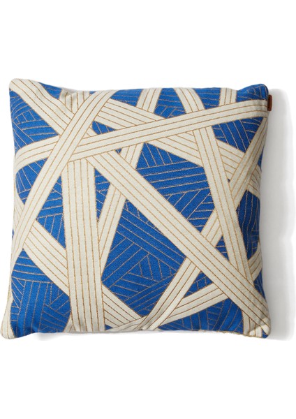 Nastri Mavi Krem Desenli 40X40 Dekoratif Yastık
