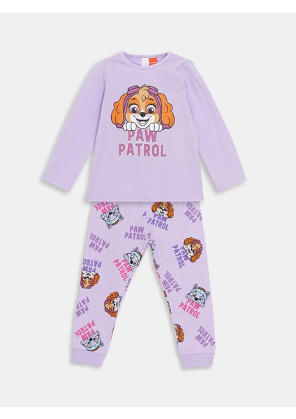 Yeni Sezon Bisiklet Yaka Paw Patrol Baskılı Kız Bebek Pijama Takım