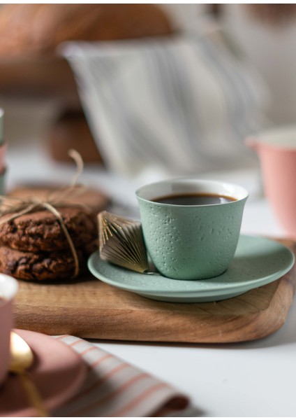 Nile Sinle Yeşil Porselen Espresso Fincanı ve Tabağı modelleri