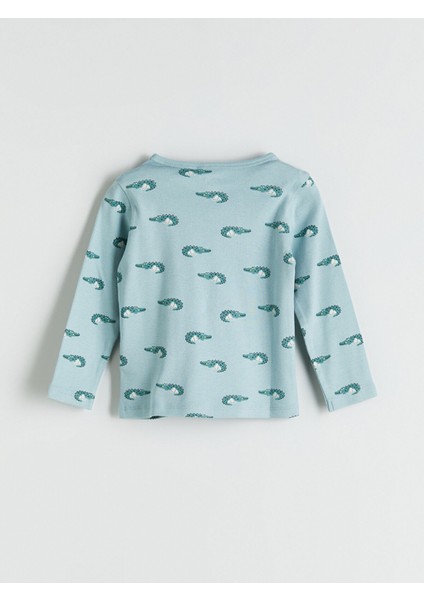 Yeni Sezon Bisiklet Yaka Baskılı Erkek Bebek Pijama Takımı fırsatları