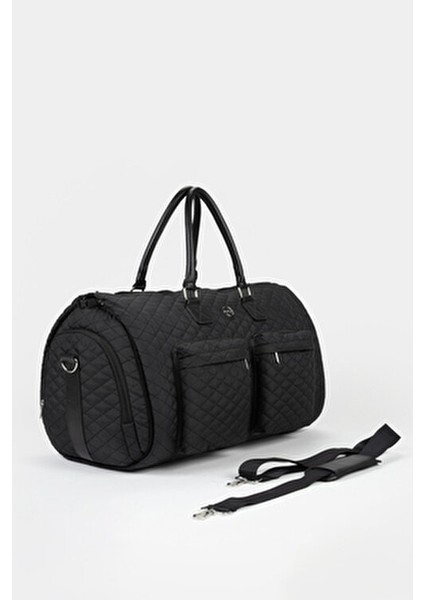 Unisex Siyah Özel Takım Elbise ve Ayakkabı Bölmeli Spor Seyahat Çantası El Valizi