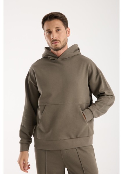 %100 Pamuk Premium Kalite Oversize Kapüşonlu Sweatshirt - Kanguru Cepli Hoodie
