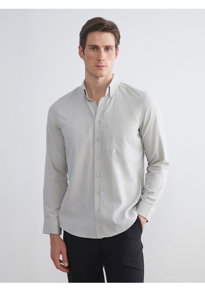 Yeni Sezon Regular Fit Uzun Kollu Armürlü Erkek Gömlek