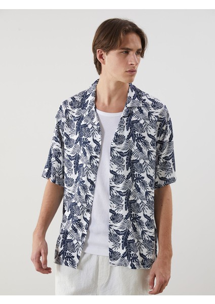 Yeni Sezon Regular Fit Kısa Kollu Desenli Viskon Erkek Gömlek