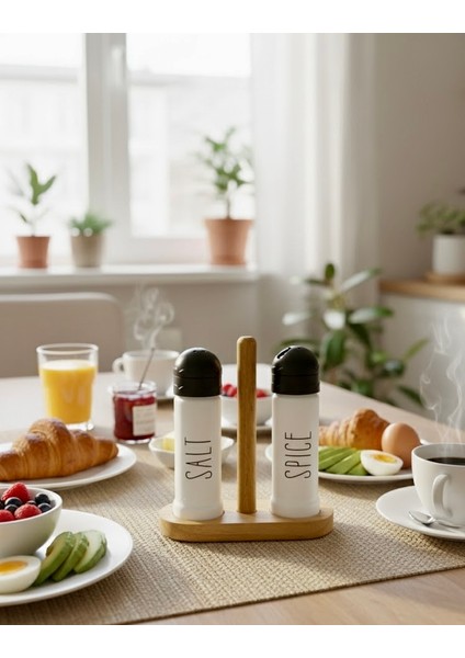 2’li Ahşap Standlı Tuzluk ve Karabiberlik Seti – Siyah & Beyaz, Şık ve Modern, Tezgah / Masa Üstü Kullanım fiyatları