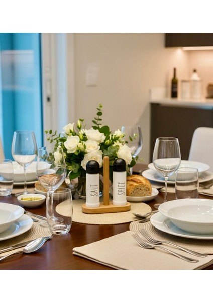 2’li Ahşap Standlı Tuzluk ve Karabiberlik Seti – Siyah & Beyaz, Şık ve Modern, Tezgah / Masa Üstü Kullanım fırsatları