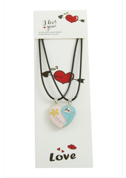 Allzey Kalp Arkadaşlık Kolyesi Çift Kolye-Siyah modelleri