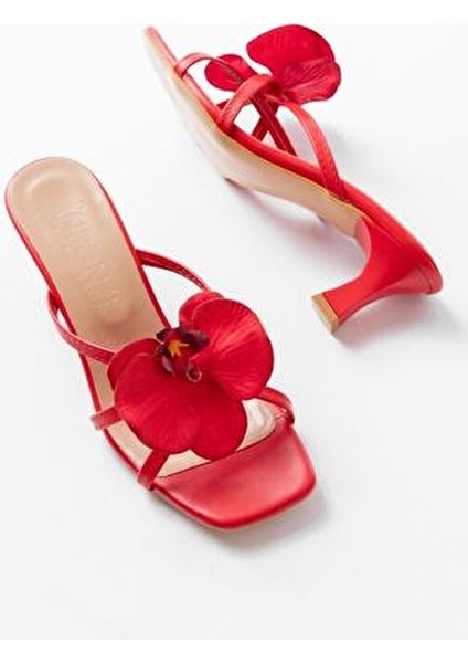 Kadın S-622 Kırmızı İnce Topuklu Terlik Orkide Detaylı Yerli Üretim Tüm Sezonlar İçin fırsatları