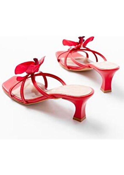 Kadın S-622 Kırmızı İnce Topuklu Terlik Orkide Detaylı Yerli Üretim Tüm Sezonlar İçin indirimleri