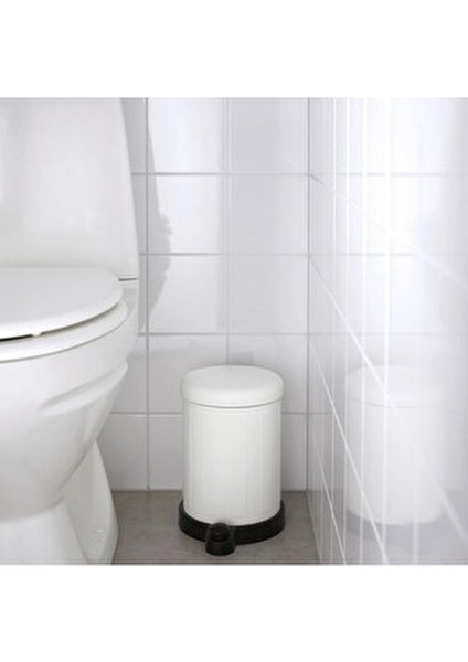 2'li Beyaz Banyo Seti - Çöp Kutusu (Çelik) 4 Litre / Tuvalet Fırçası (Çelik) 48 cm - Beyaz modelleri