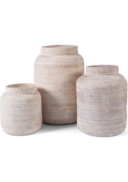 Calme Küp 3'lü Dekoratif Vazo Seti