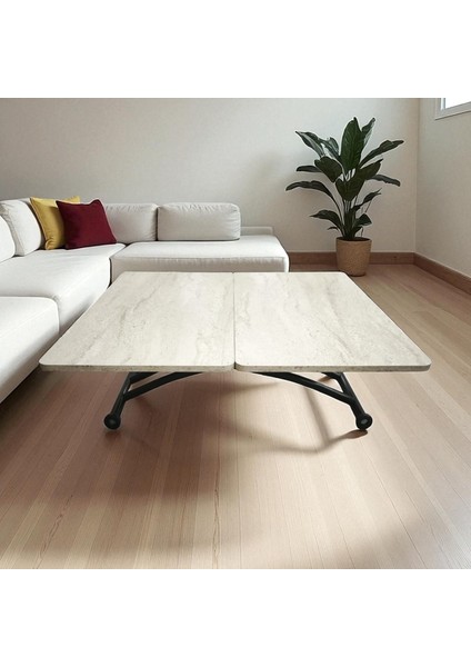 Mini Juppo Üst Tabla Mdf Traverten Oval Köşe Alt Ayak Metal Dışa Veya Içe Kıvrım fırsatları