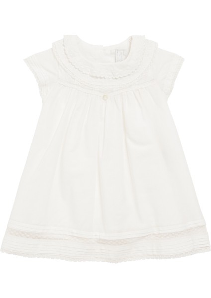 Beyaz Kısa Kollu Kız Bebek Elbise