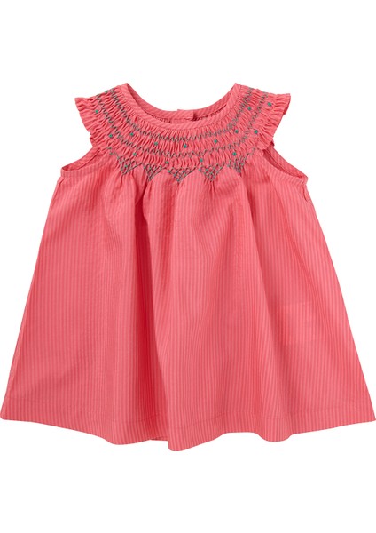 Fuşya Kısa Kollu Kız Bebek Elbise