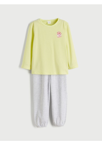 Yeni Sezon Bisiklet Yaka Kız Çocuk Pijama Takımı