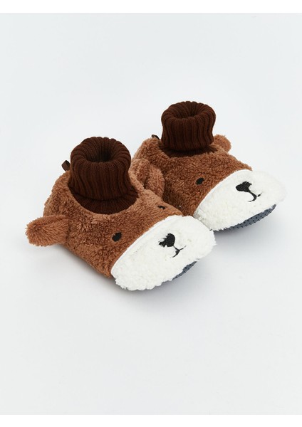 Yeni Sezon Hayvan Nakışlı Pelüş Erkek Bebek Ev Botu Panduf