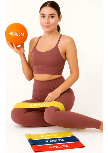 Evde Pilates ve Fitness Için 3’lü Loop Bant ve 20 cm Denge Pilates Topu Seti