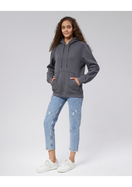Mooncover Kadın Kapşonlu Kanguru Cepli Sweatshirt – Bordo fiyatları