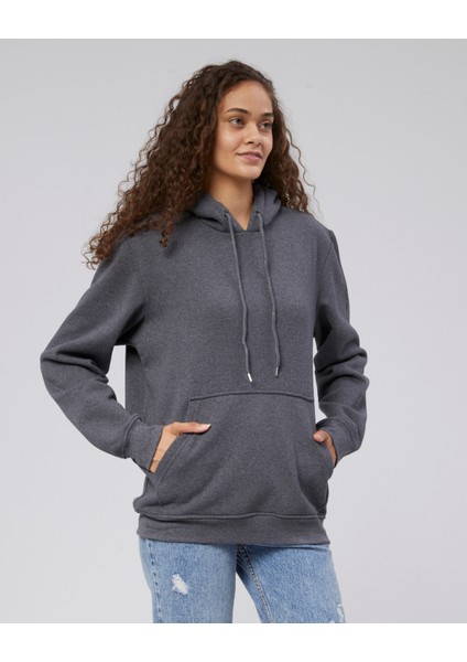 Mooncover Kadın Kapşonlu Kanguru Cepli Sweatshirt – Bordo