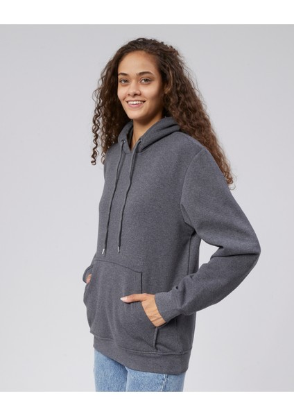 Mooncover Kadın Kapşonlu Kanguru Cepli Sweatshirt – Bordo
