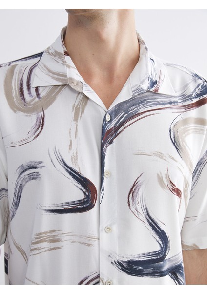 Yeni Sezon Regular Fit Kısa Kollu Desenli Viskon Erkek Gömlek modelleri